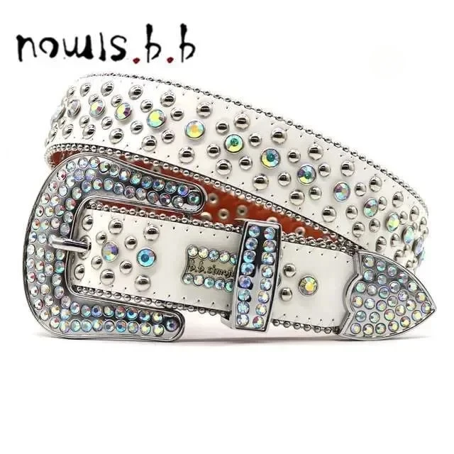 Punk Rock Belts For Women Luxury Brand Letter Rhinestone Bling Buckle PU Decorative Y2k Waist Belt Vintage Men Jean Waistband