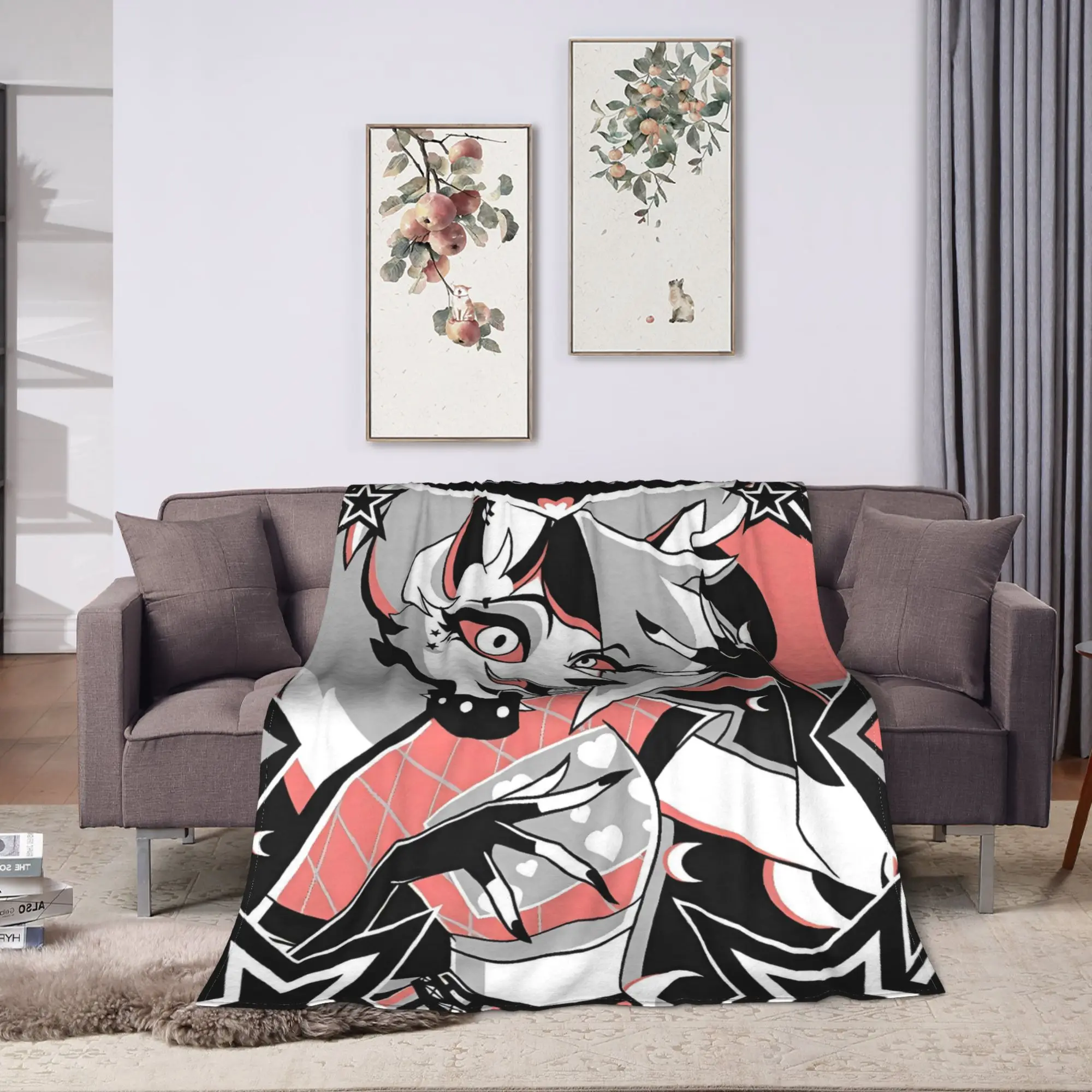 Helluva Boss Loona Flannel Blanket  Soft Durable Throw Blanket for Bedroom Travel Office Novelty Bedspread Sofa Bed Cover