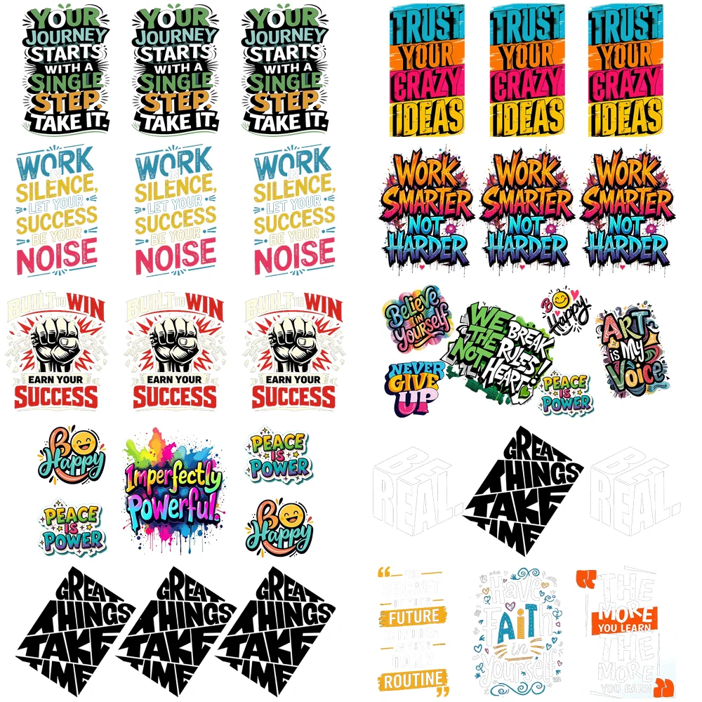 20 Style Motivational Quote 3D Transfer Sticker Cup Wraps DIY UV DTF for 16oz Libbey Cup Power Words Pattern Transfer Stickers