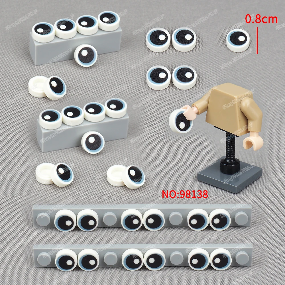 Light blue circle Black pupil Pattern Building Block 98138 Printed 1x1 MOC figures Eyes Scenes Accessories Models Gifts diy Toys