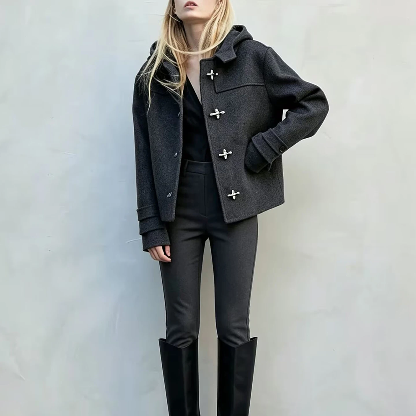 Women's Fashion Long Sleeve Loose Hooded Jacket Metal Buckle Autumn Wear 2026 New Style Casual Outerwear Zadata Brand