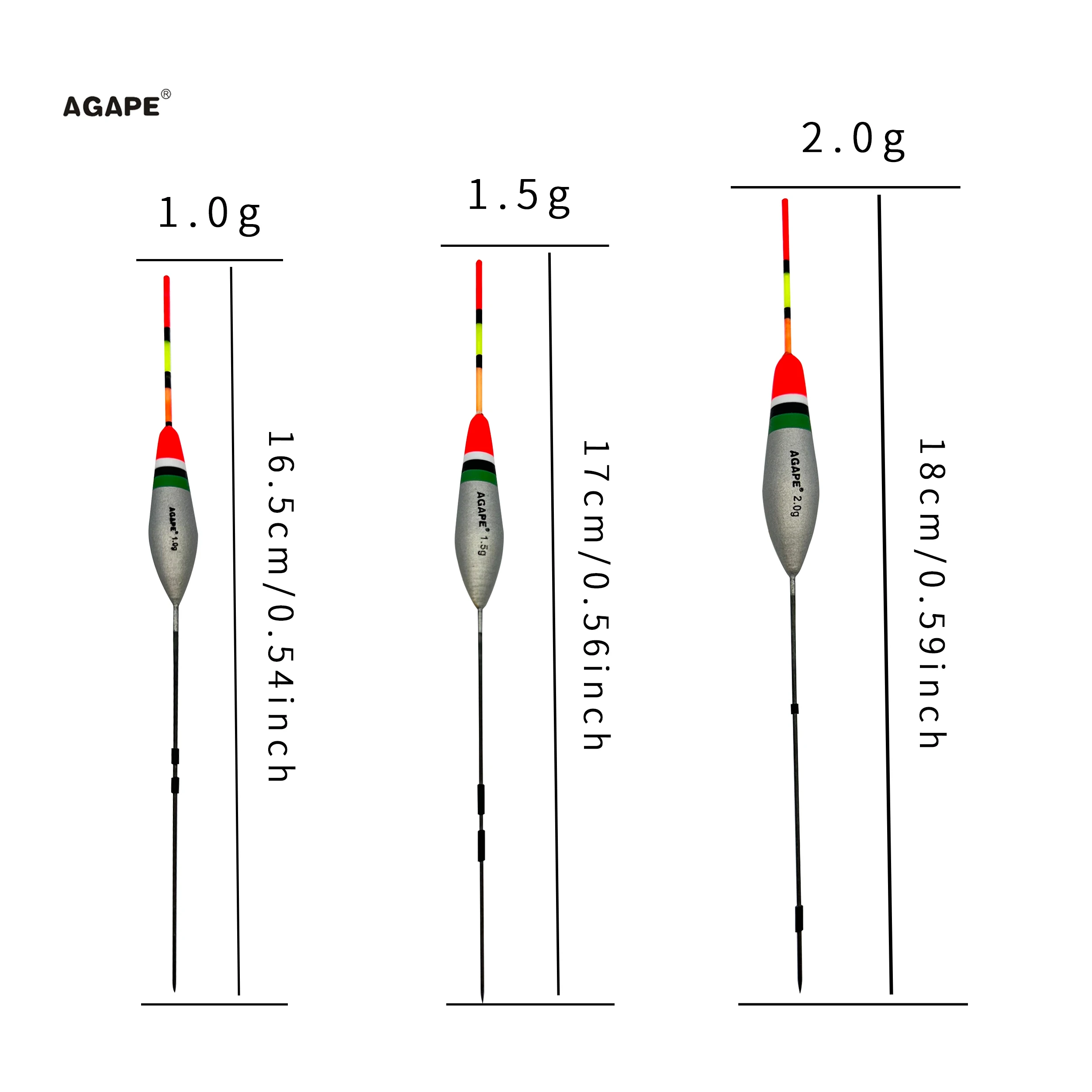 AGAPE-Portable Carp Fishing Floats, Outdoor Fishing Float Accessories, 1G, 1.5g, 2.0g, New, 10 Pcs per Set