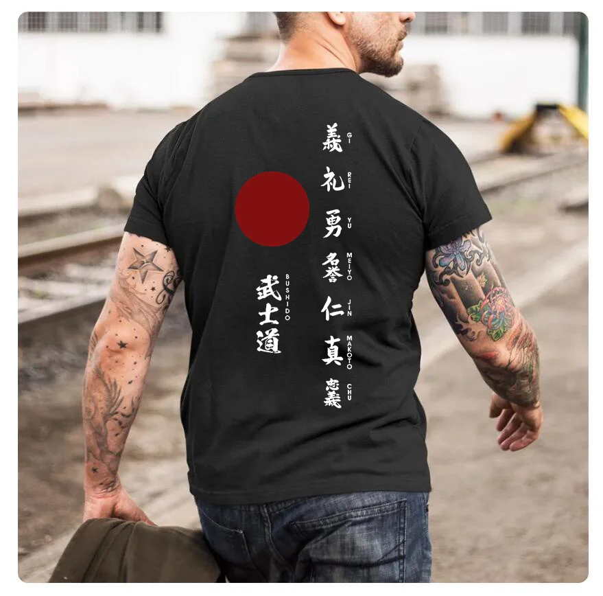 Chinese Style Bushido The Seven Virtues Japanese Samurai Japan Martial Art Anime T-shirt Aesthetic Harajuku Fashion Tee Shirt