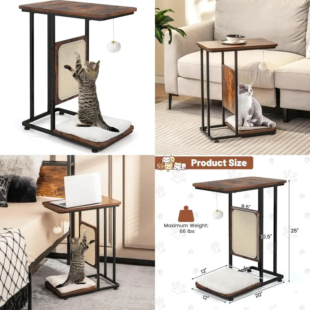 

Многофункциональное кошачье дерево C-образной формы с когтеточным ковриком и съемным моющимся чехлом