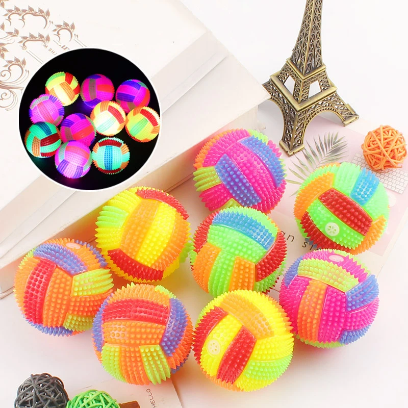 New Light-emitting Bouncy Ball Massage Ball Flash Soccer Ball Fun Spiky Ball Parent-child Outdoor Sports Toys Decompression Toys