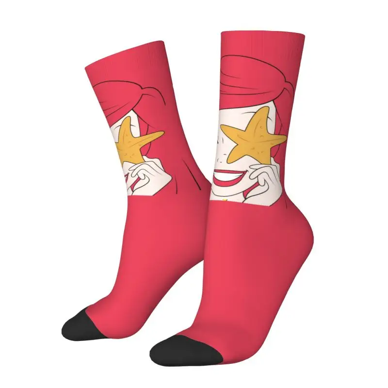 Custom Princess Ariel Mens Crew Socks Unisex Fun 3D Printed The Little Mermaid Dress Socks