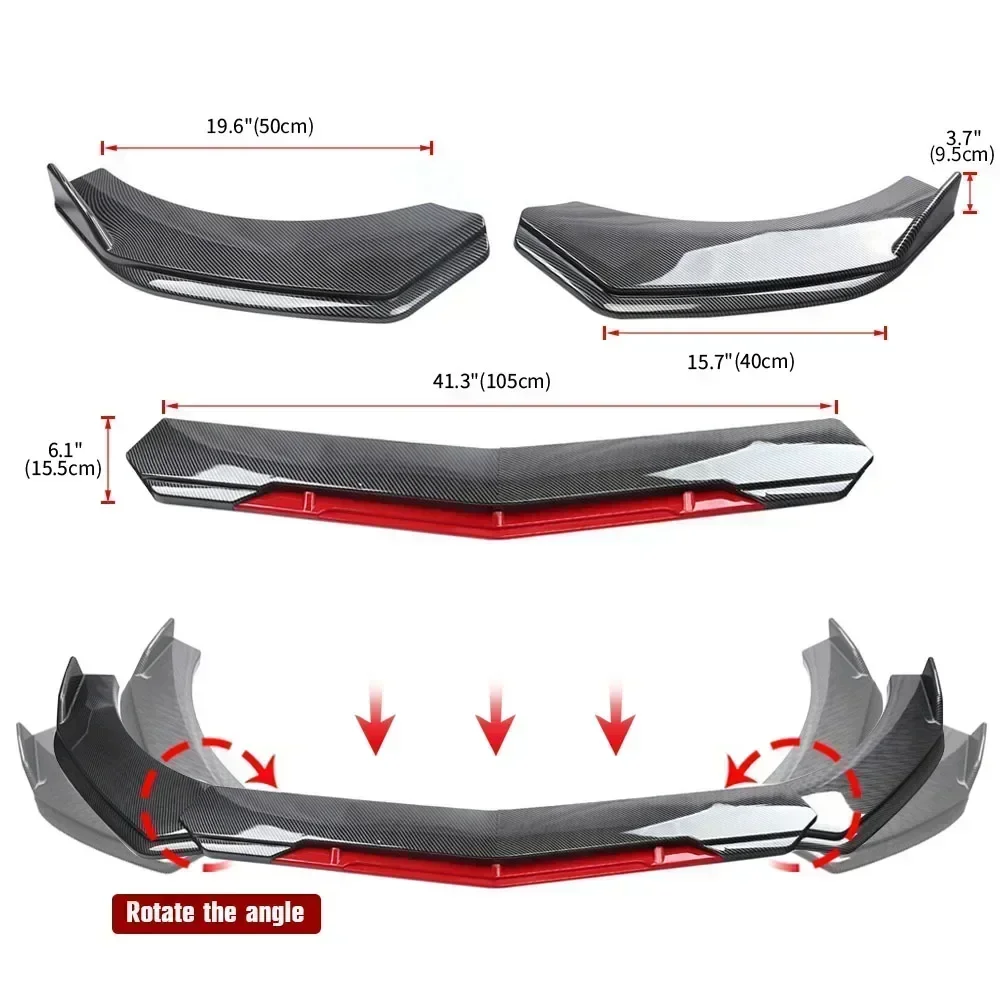 4-teiliges Universelles Auto-Frontstoßstangen-Lippen-Kit Splitter Spoiler Diffusor Schutz Auto-Zubehör Amagi – Detail 8