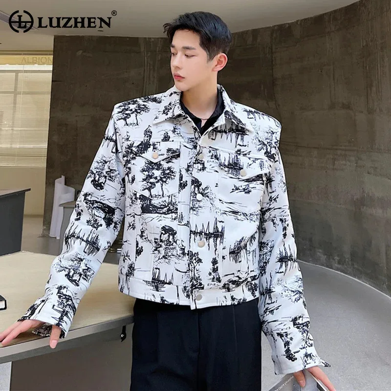 LUZHEN Inkjet Digital Printed Short Jacket Niche Design Luxury Original Spring New Male Personalized Fashion Outerwear LZ6554