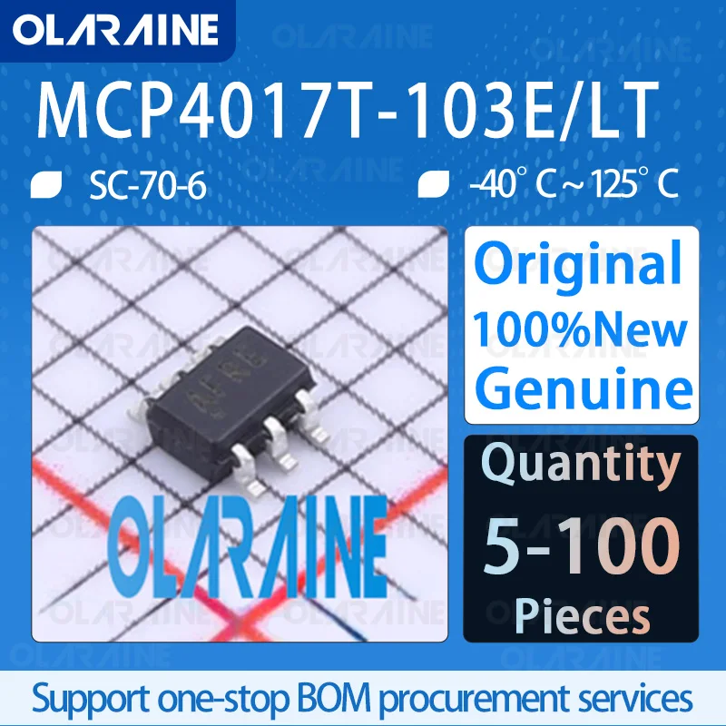 5/10/100Pcs Original MCP4017T-103E/LT SC-70-6 Digital potentiometer ICs Resistance 10 kOhms TEMPERATURE COEFFICIENT 150 PPM/C