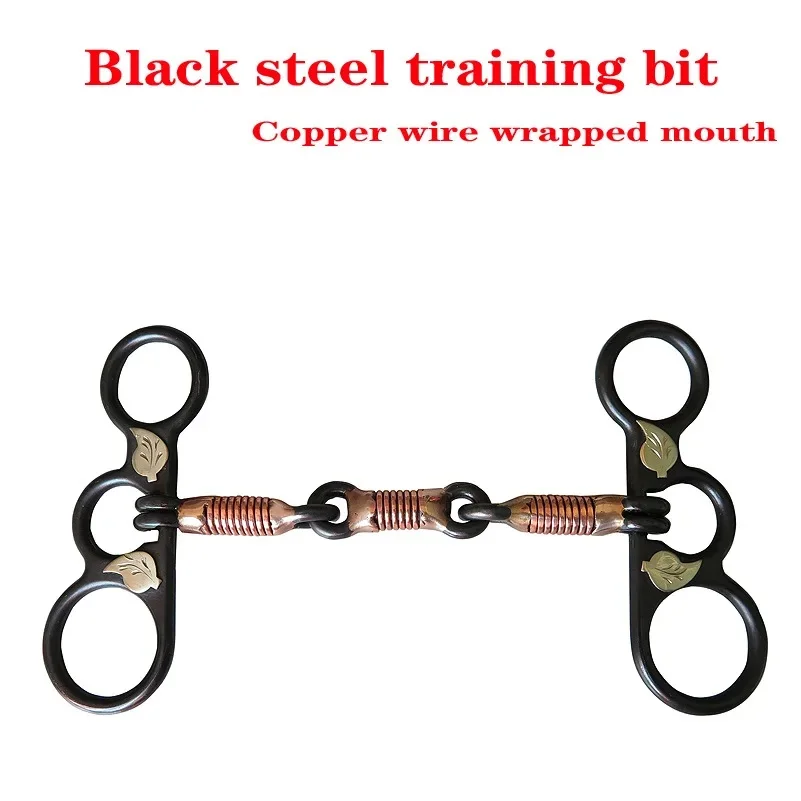 Batı Tarzı Paslanmaz Çelik At Ağız Halkası Eklemli Bit Binicilik Ayırt Aracı Siyah Çelik Eğitim Bit Bakır Tel Sarılmış