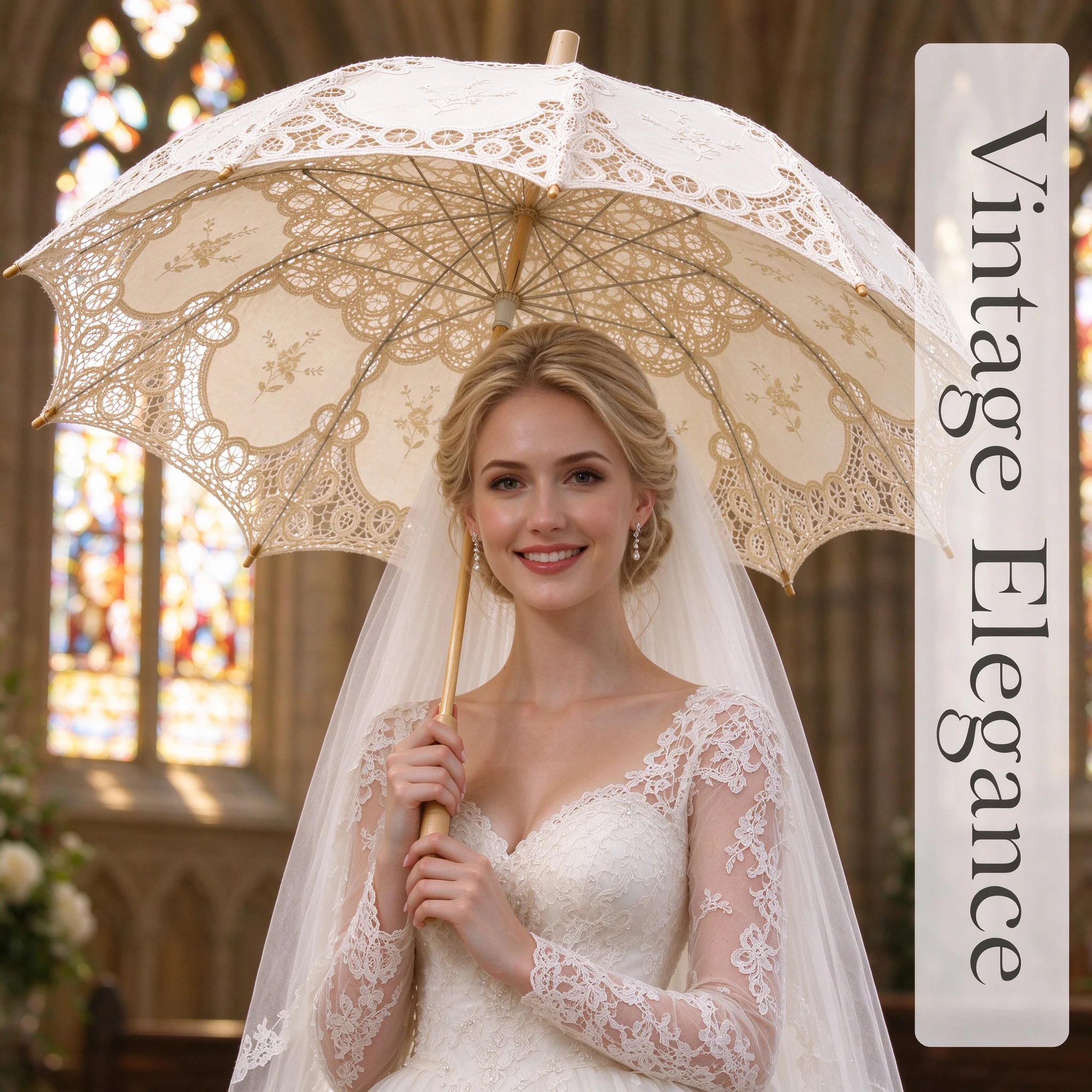 67cm Lace Embroidered Parasol Umbrella Vintage Machine Embroidered Bridal Wedding Sun Parasol Elegant Floral Umbrella for Women
