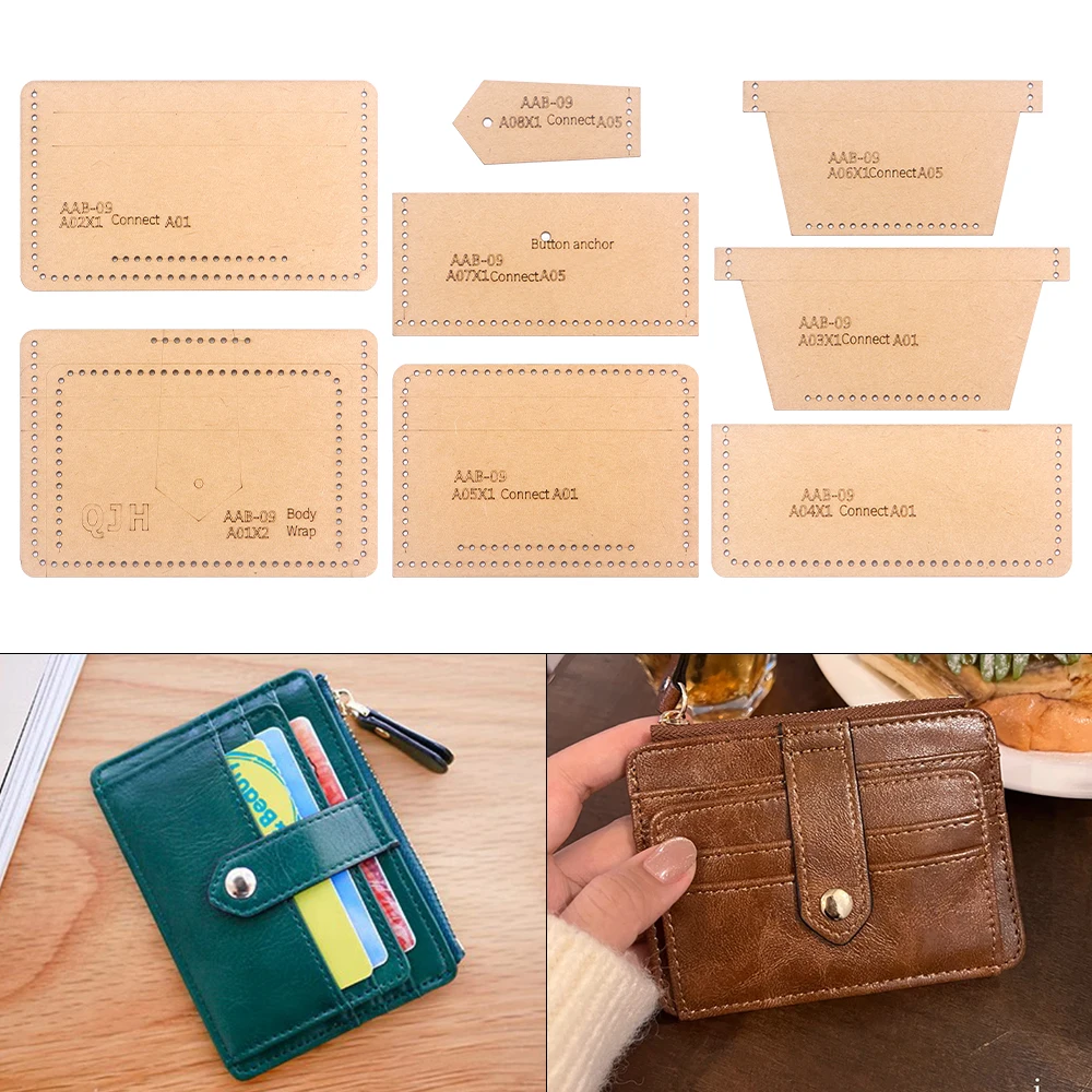 DIY Kraft Paper Sewing Quilting Template, Leather Craftwork Paper Design Pattern for Hand Making Leather Wallet/Card Bag Mold
