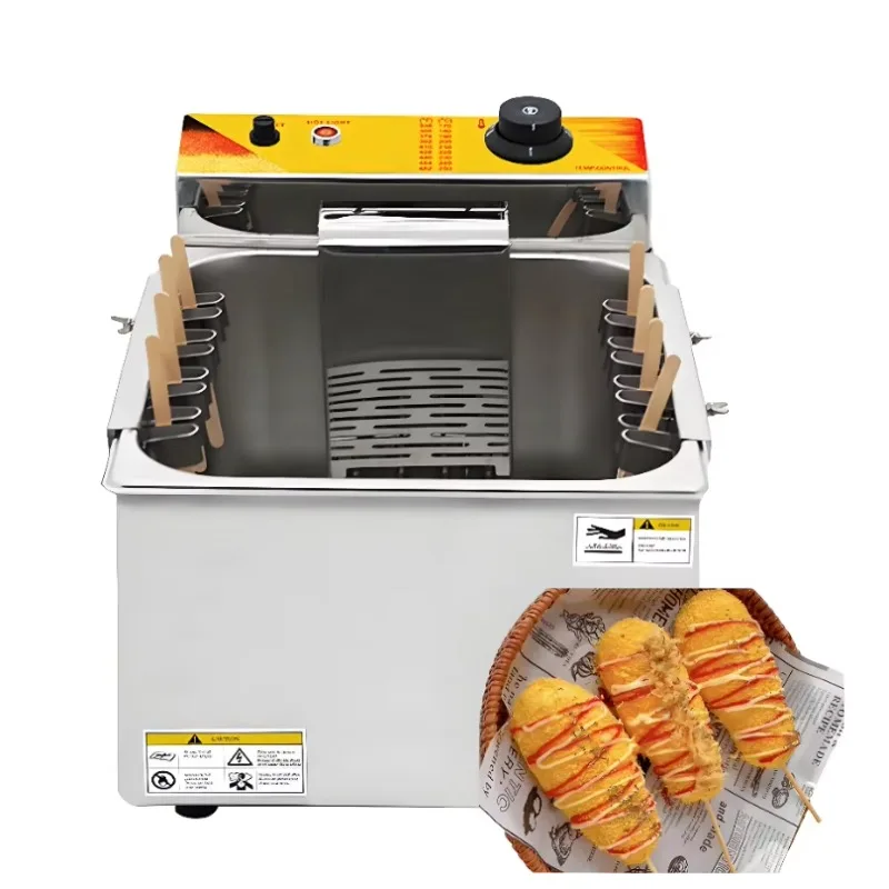Commercial Deep Fryer 12L Capacity Fryer Electric Hot Dog Deep Fryer for Hotels Cheese Mozzarella & Bread Fries Machine