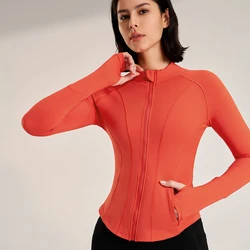 Giacca sportiva da donna da corsa, yoga, fitness, abbigliamento sportivo, girocollo, vestibilità slim, camicia fitness super elastica ad asciugatura rapida