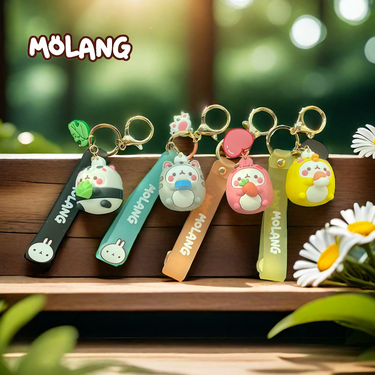 Genuine Molang Animal Zoo Series Figurine Cute Cartoon Model Dolls Kawaii Anime Panda Cat Rabbit Piu Piu Bag Keyring Pendant Toy