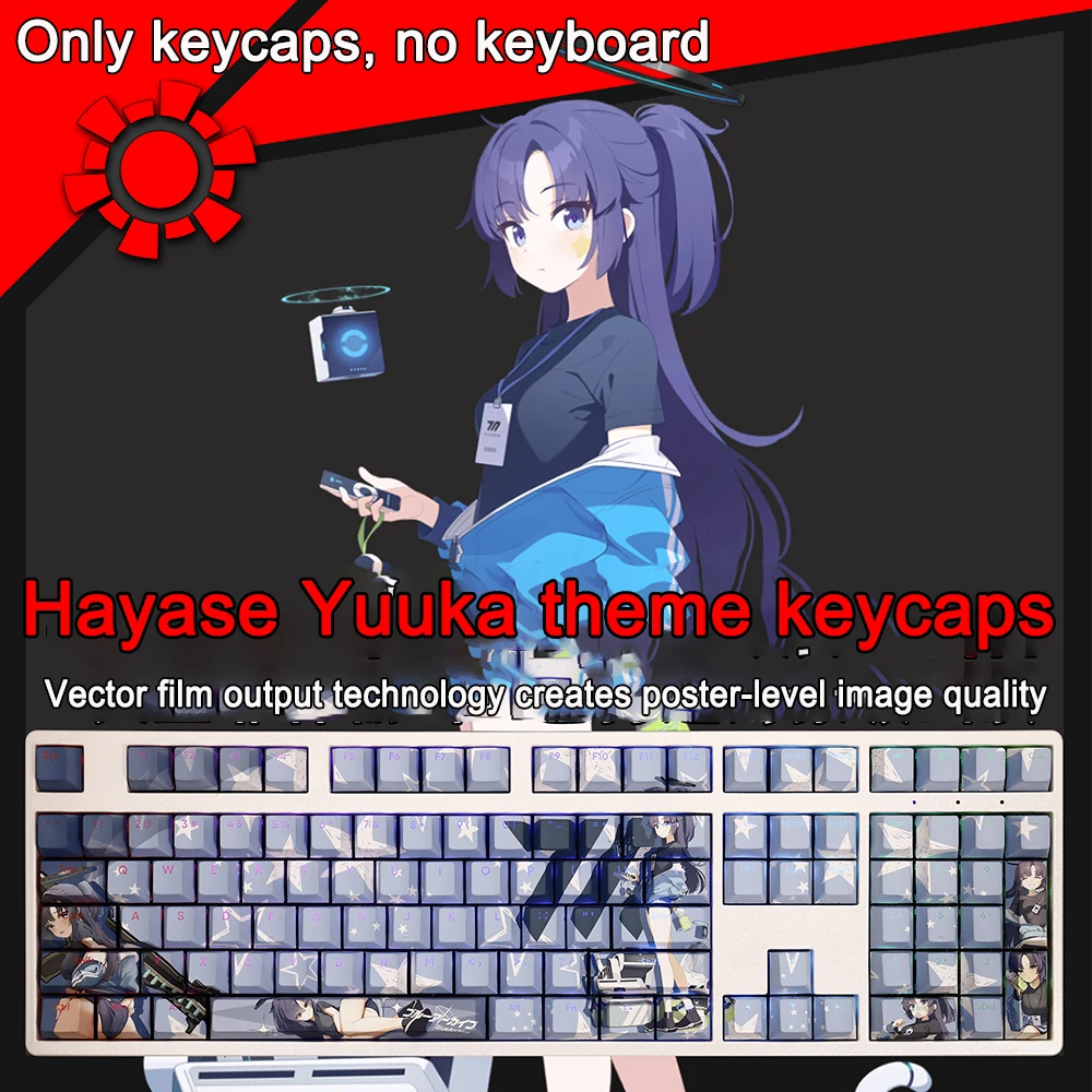 108 Toetsen Blauwe Archief Keycaps Natsume Iroha Pbt Dye Subbed Cherry Backlit Keycaps Anime Key Caps Voor Ansi 61 87 104 108 Lay-Out