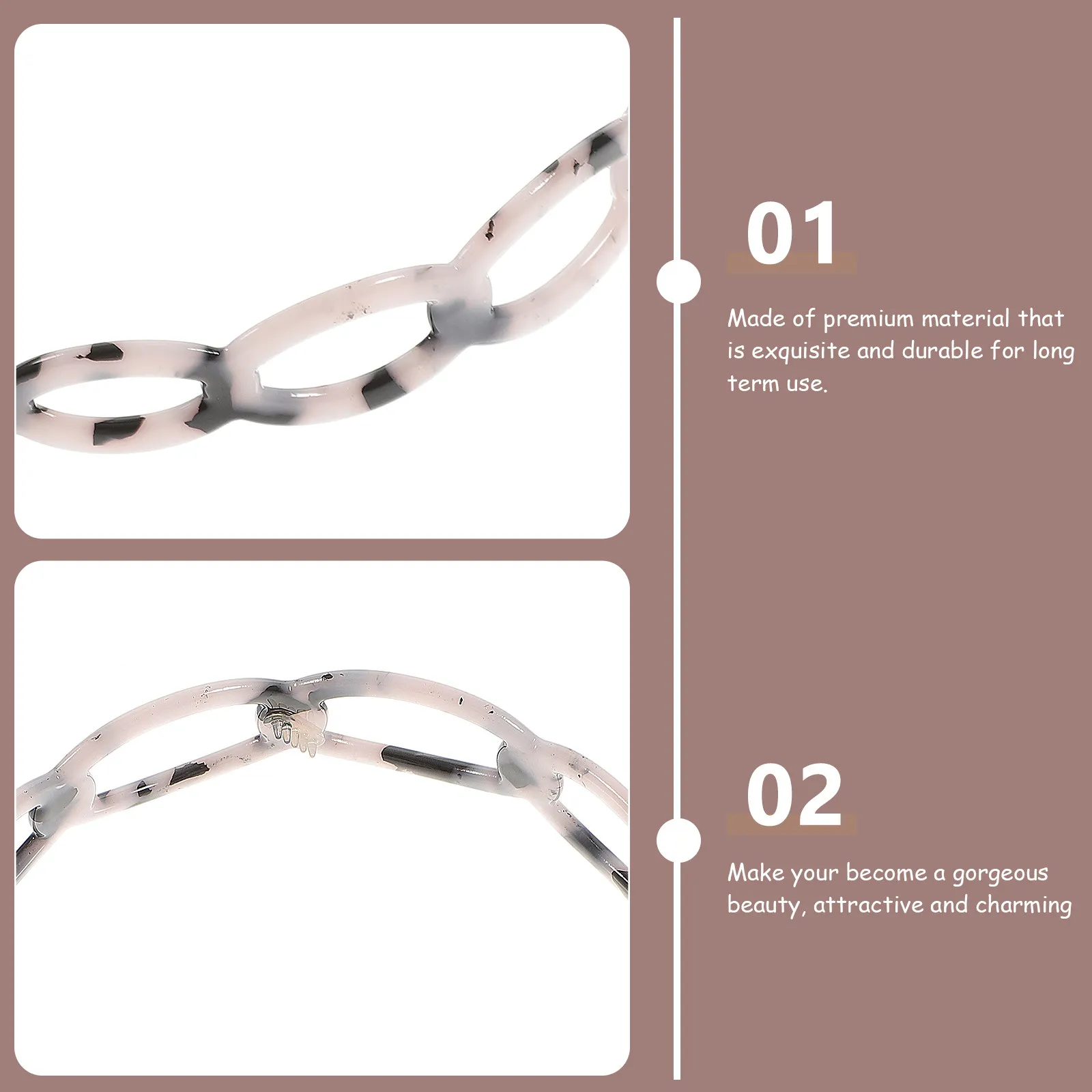 

Vintage Acetate Headband Lightweight Non-Slip Hair Hoop Decorative Shower Face Washing Headwear for Women Girls Daily