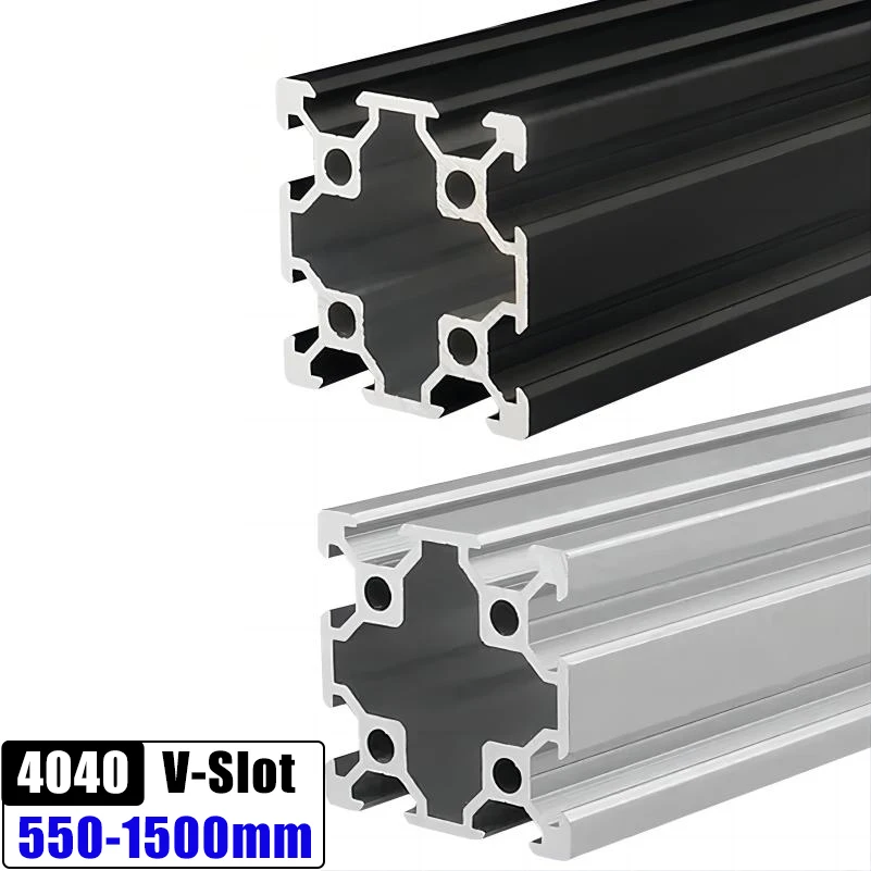 2Pcs 4040 V-Slot Aluminum Extrusion Profile 550-1500mm EU Standard Aluminum Linear Rail Sliding Slot for 3D Printer CNC Router