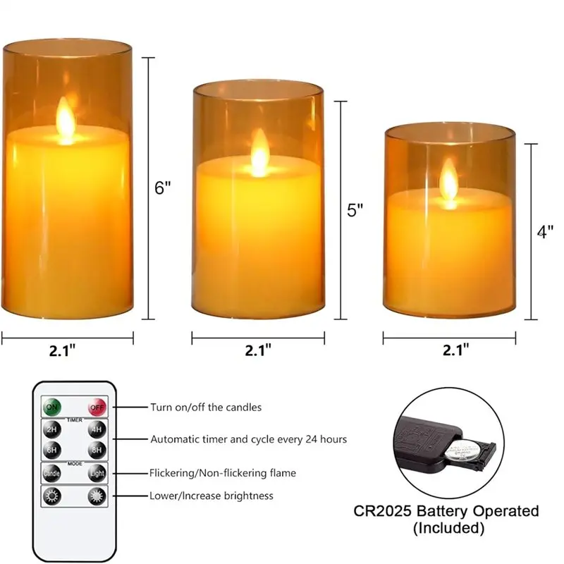【PRICE REDUCT】Flamless Flickering Candles In PP, LED Pillar Candle With Remote Control And Timer For Dinner Wedding Holiday Deco