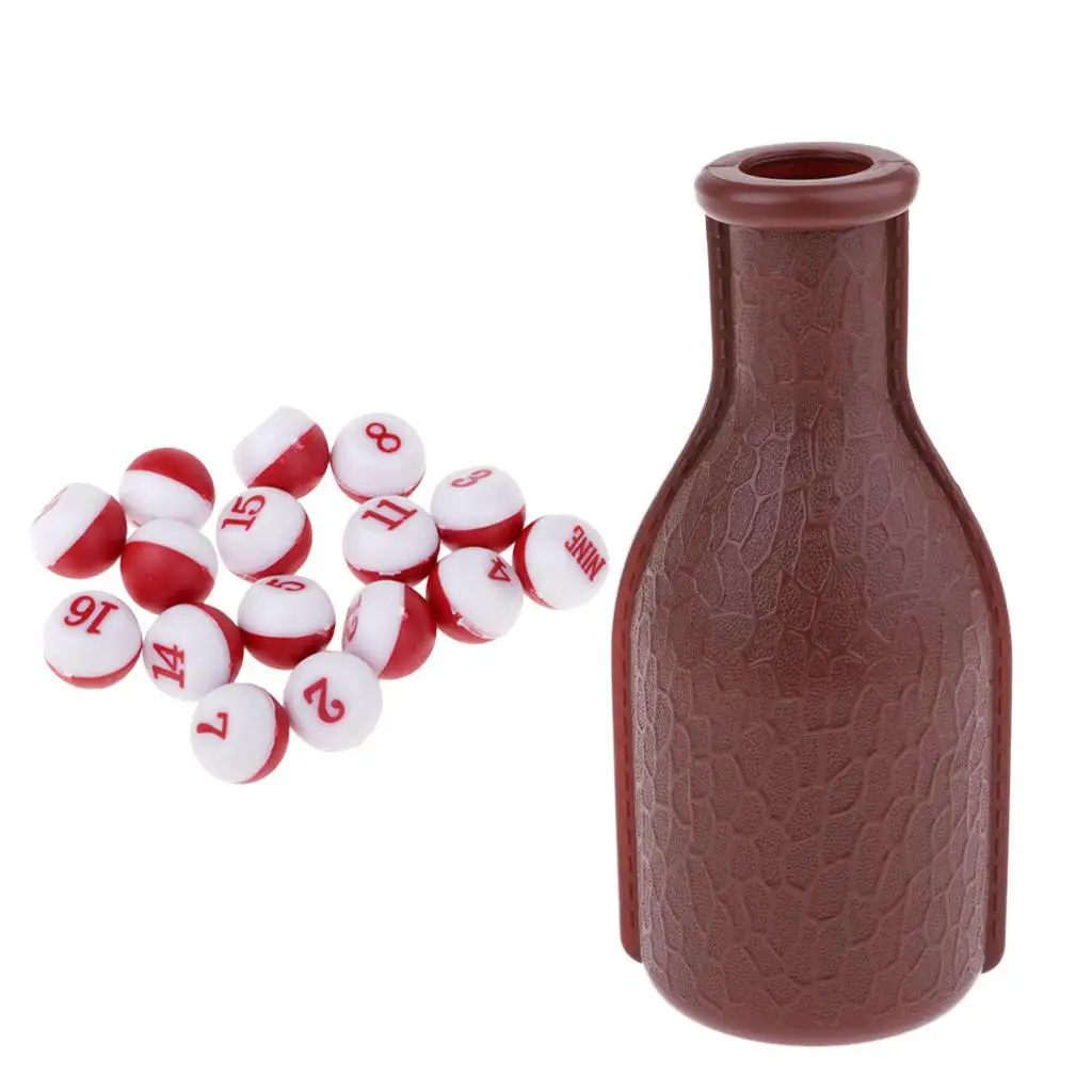 Billiard Pool Shaker Bottle (Kelly/Pill Pool) with 16 Balls for Clubs