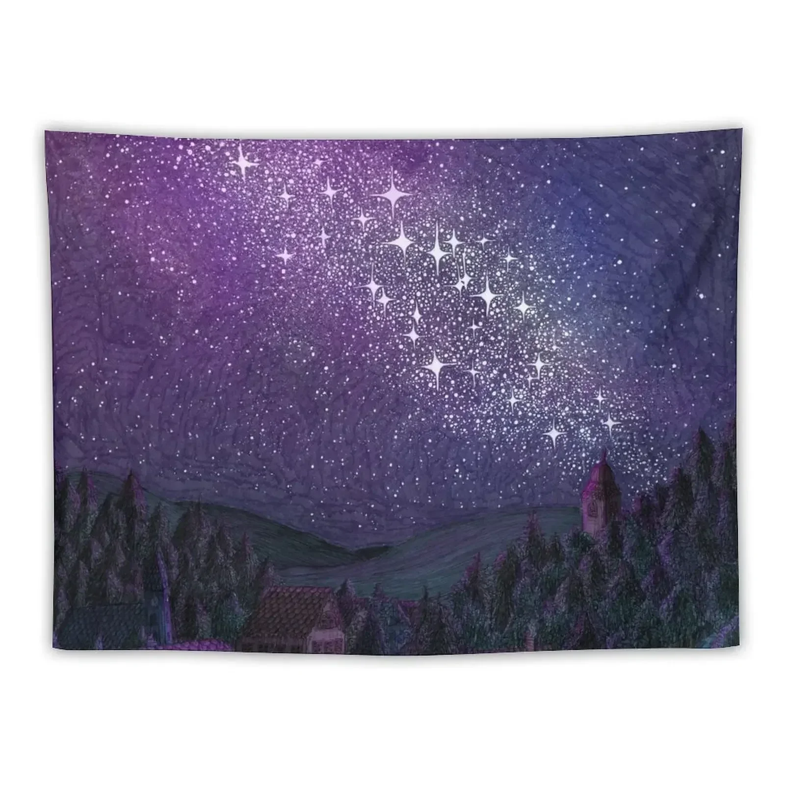 Sleeping Under the Milky Way Tapestry Wall Decor Hanging Room Decor Room Aesthetic Mushroom Tapestry