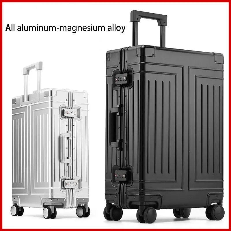 20/24/28/30 inch 100% Aluminum Suitcase Metal Carry-on Luggage Bussiness Trip Cabin Trolley Case Suitcases Travel with TSA Lock