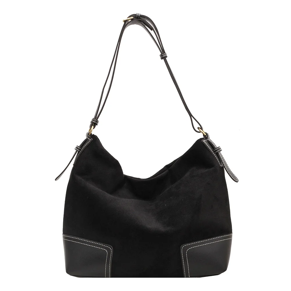 

Women Suede Shoulder Bag Adjustable Strap Handbag with Interior Pocket Zipper Hobo Bag for Work Travel