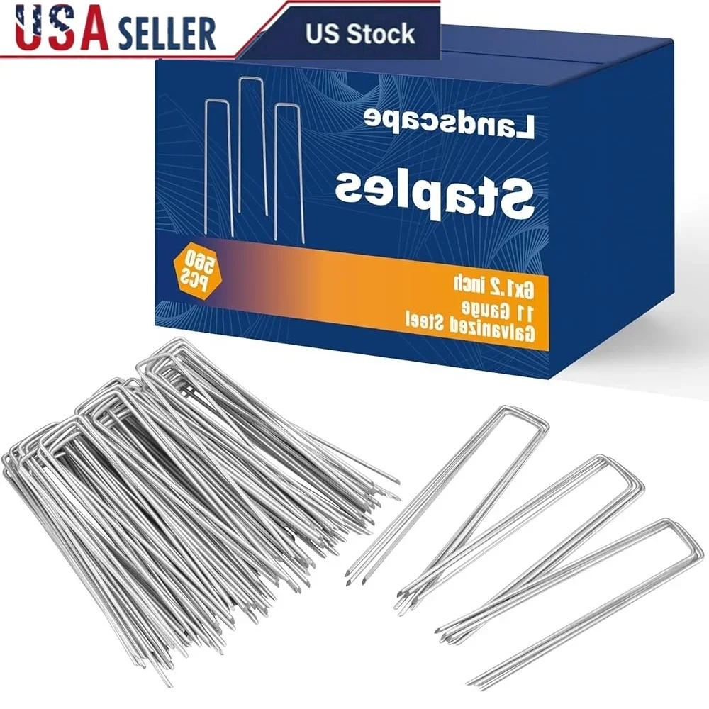 

560pcs 6 Inch Galvanized Garden Staples U-Shaped Landscape Pins Securing Tents Fences Turf Fabric Mesh Installation