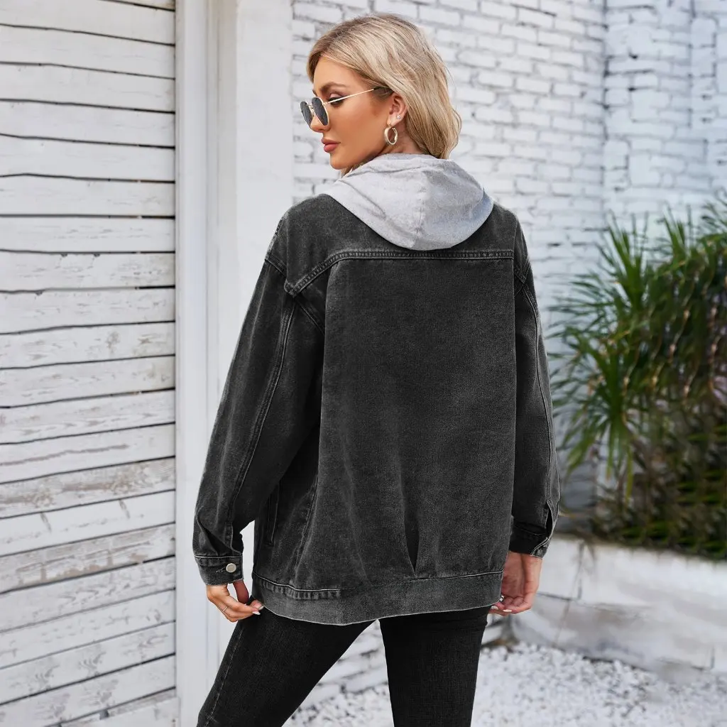 

Женская джинсовая куртка свободного кроя в европейском и американском стиле, длинное пальто с независимой станцией для модной верхней одежды