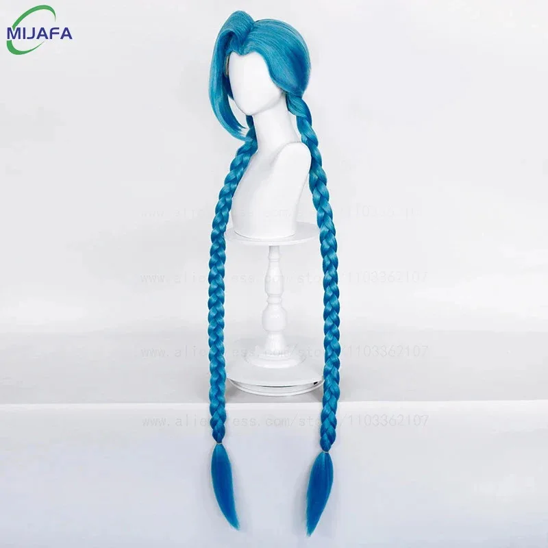 

CyHigh Quality LOL Jinx Косплей Парик Длинный Плетеный Синий Свободный Пушечный Парик С Косой Термостойкие Синтетические Волосы Аниме Парики