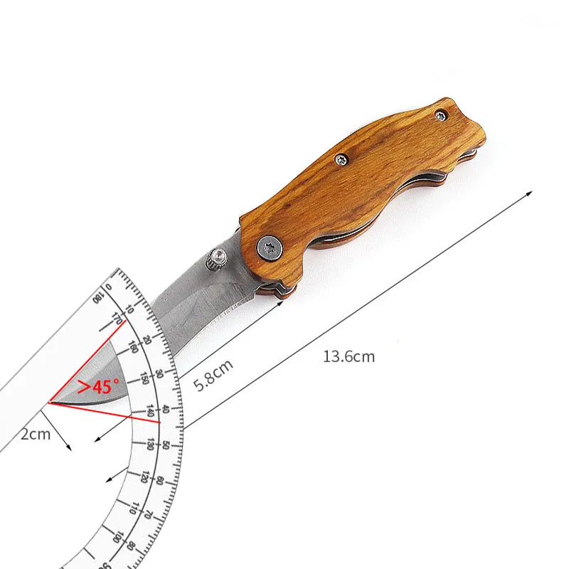 Solid Wood Handle Folding Knife Blade 4cr14 Household Kitchen Melon Fruit EDC Tool Outdoor Survival Pocket Tactical Knife