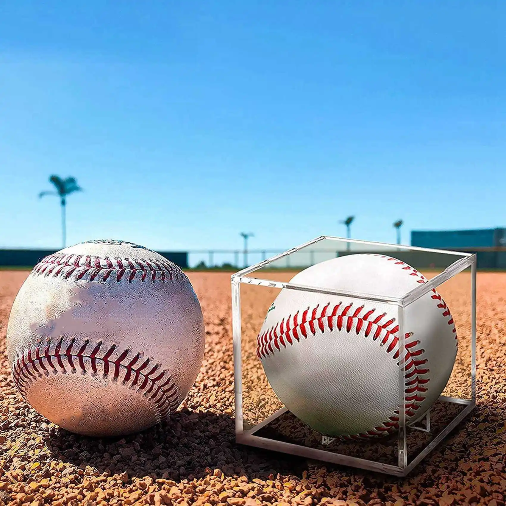 AEF6-8Pcs Baseball Display Case,UV Protected Dustproof Acrylic Display Boxes,Clear Display Case For Baseball Memorabilia Ball
