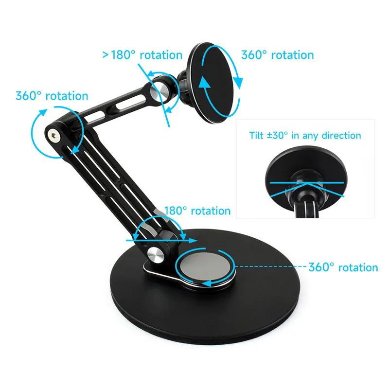 

Strong N52 Magnetic Portable Monitor Stand Neodymium Magnet Adjustable Holder Supports Multiaxis Rotation for 4-18.5"Laptop iPad