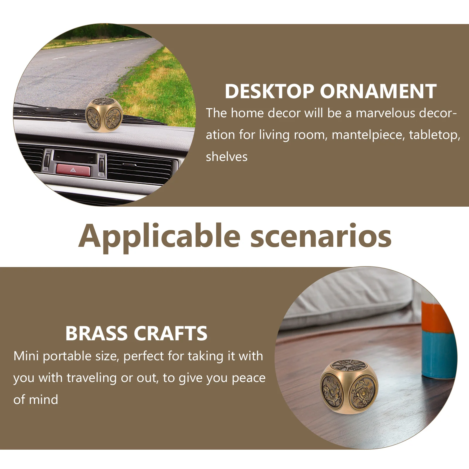 

6-Sides Brass Hand Piece Rotating Fidget Vintage Desktop Ornament Auspicious Fortune Gadget Mini Portable Luminous Craft Gift