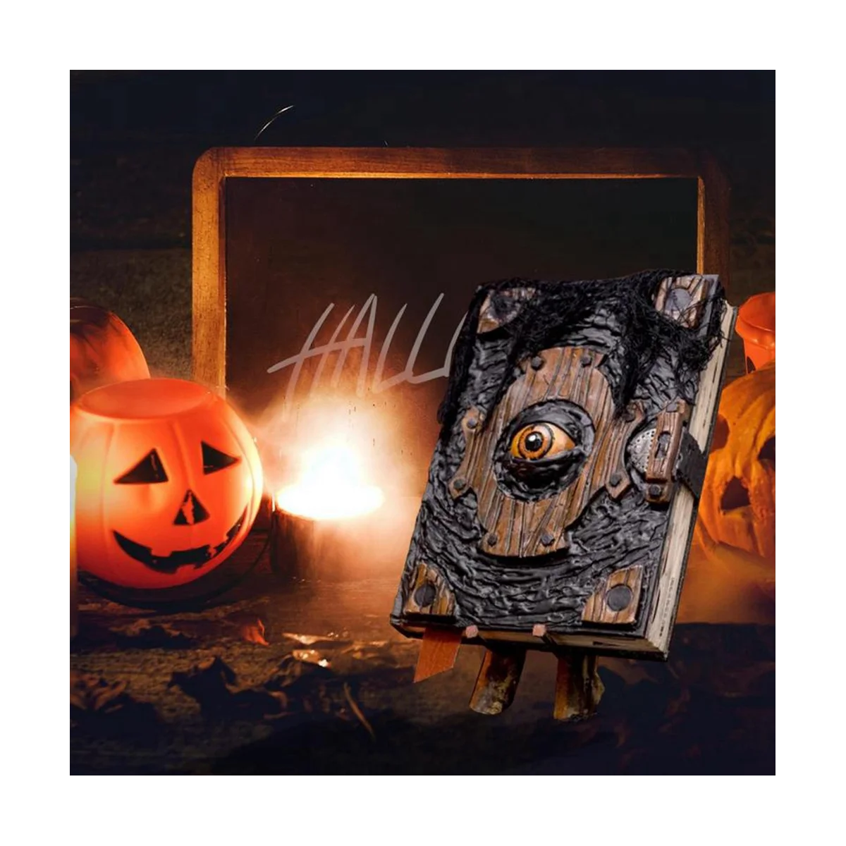 Book of the Halloween Decor Realistic Necronomicon Book Witch Decoration Handmade Black Spellbook Spooky Seasonal Prop image 2