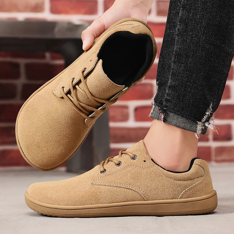 

Wide Toed Barefoot Shoes Men's Minimalist Walking and Hiking Sports Shoes Suede Loafers Luxury Brand Autumn Shoes Size 39 48