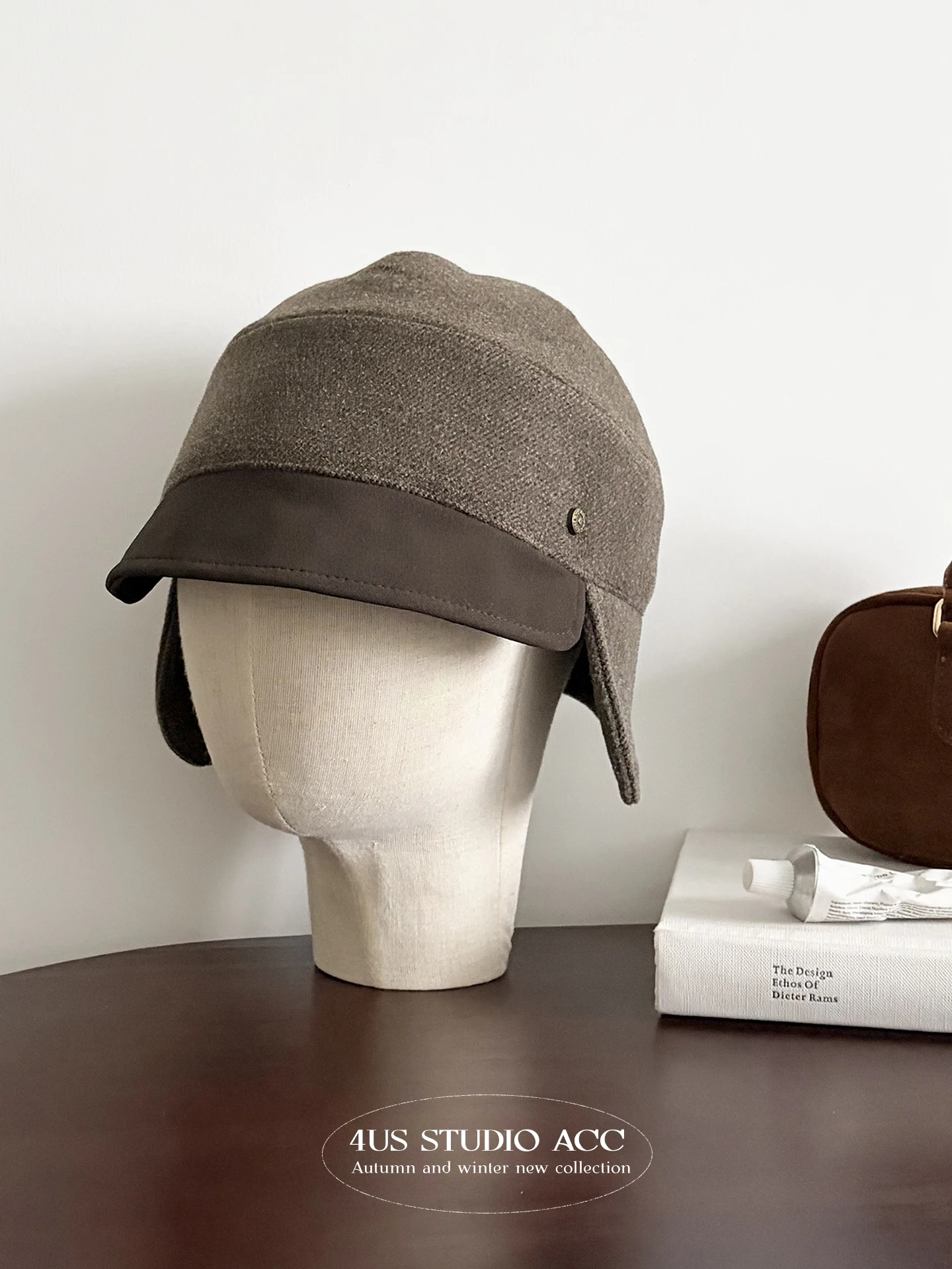 Personalized Patchwork Pilot Hat Woolen Earflap Equestrian Hat Vintage Newsboy Cap