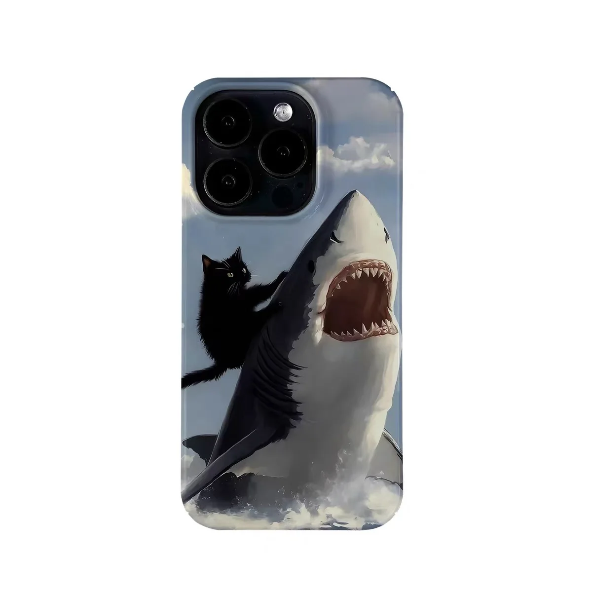 

Ins Korean Blue Shark Black Cat Phone Case for IPHONE 17Air 16E 15PROMAX 14Plus 13 12 MINI 11 PRO 16Plus XR Acrylic Phone Cover