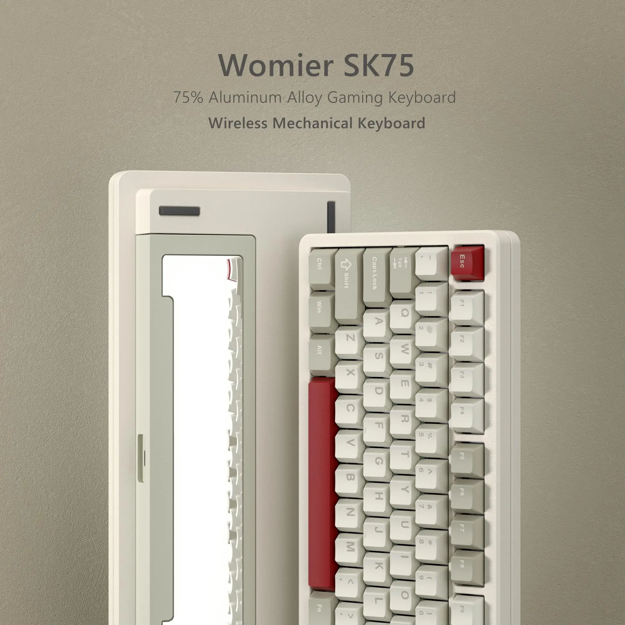 WOMIER SK75 무선 알루미늄 VIA 맞춤형 기계식 게이밍 키보드 개스킷, 3 가지 모드 핫 스왑 가능 키보드, Windows 노트북용