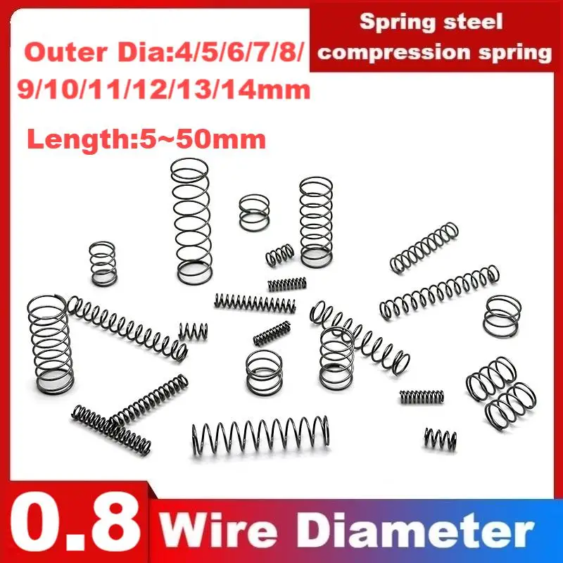 Spring steel Y-shaped compression spring,Wire Dia0.8mm,Outer Dia4/5/6/7/8/9/10/11/12/14mm,Length5/10/15/20/25/30/35/40/45/50mm.