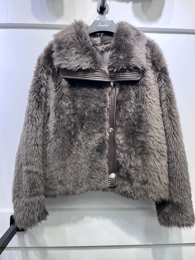 New Fashion Winter Womens Natural Real Lamb Fur Coat Clothing Genuine Sheepskin Leather Jacket Tuscany Fur Coats and Jackets