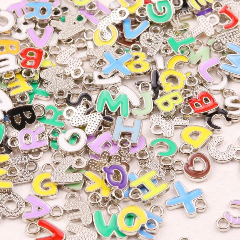 

[YU]100pcs Enamel A-Z Alphabet Charms Metal Letter Pendants For DIY Jewelry Making Bulk Charms For Jewelry Making Pendants