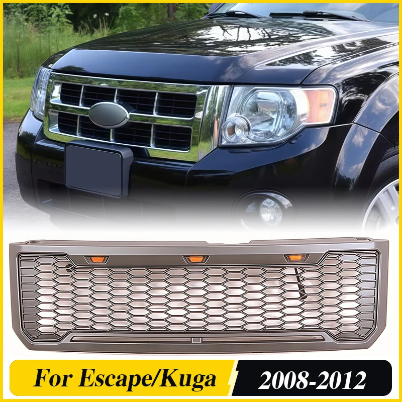 

Front Grill With Led Lights Bumper Grille Auto Parts Modification Accessories Fits For 2008-2012 Ford Escape Kuga Grill