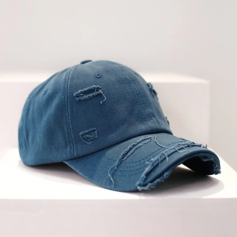 

Fashion Distressed Men's Baseball Cap for Women Solid Color Ripped Cotton Vintage Summer Hats for Women Trucker Hat