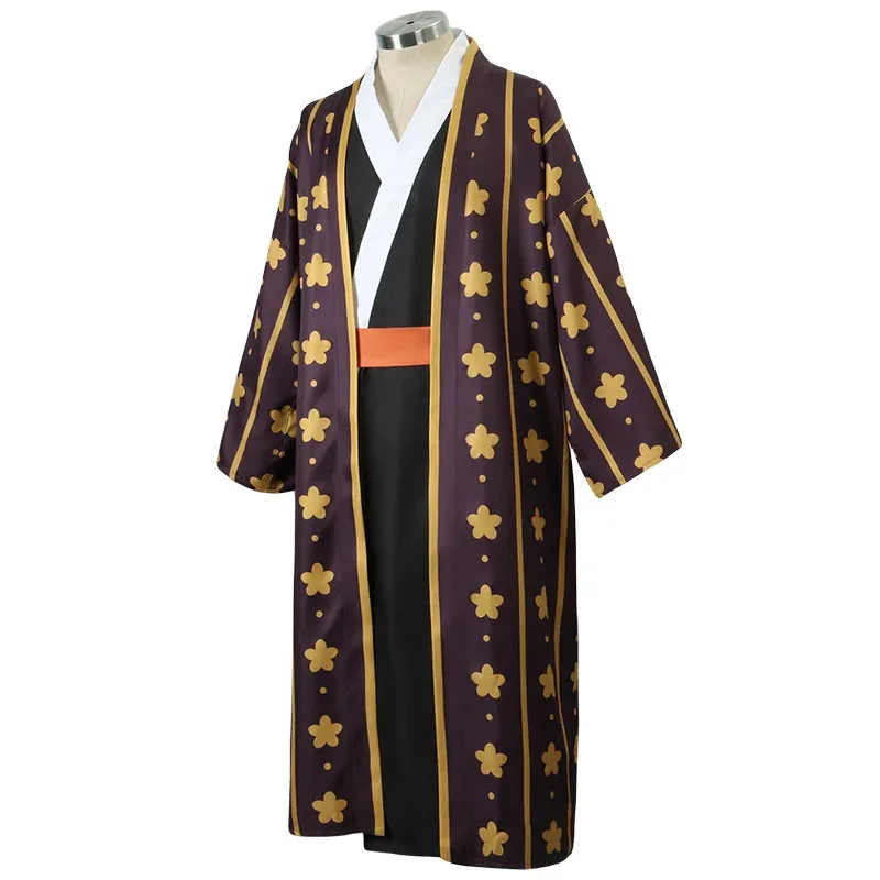 Disfraz de Anime Trafalgar D Water Law, disfraz de Wano Country, bata tipo kimono, pendientes, conjunto completo, disfraces de fiesta de Halloween para hombres