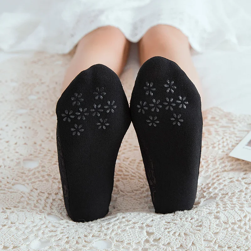 1/5pairs Ballet Lace Flower Sock Slippers Women Summer Silicone Non-slip Ankle Sox Invisible Slipper Lady Hollow Boat Socks Sox