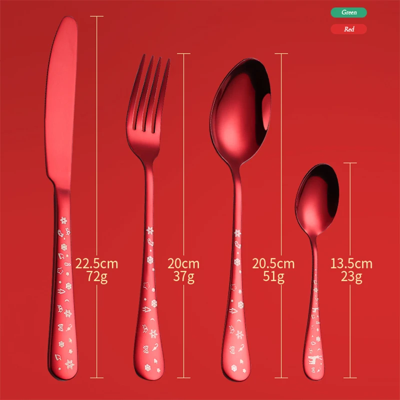 Christmas Tableware Set Stainless Steel Cutlery Set Knife Fork Spoon High Quality Dinnerware Set Christmas Theme Tableware Set