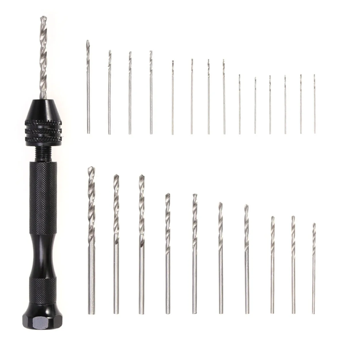 25pcs Hand Twist Drill Set 0.3-3.4Mm Adjustable Pin Vise Precision Tool For Wood Resin Jewelry Modeling Hobby Pin Vise Hand