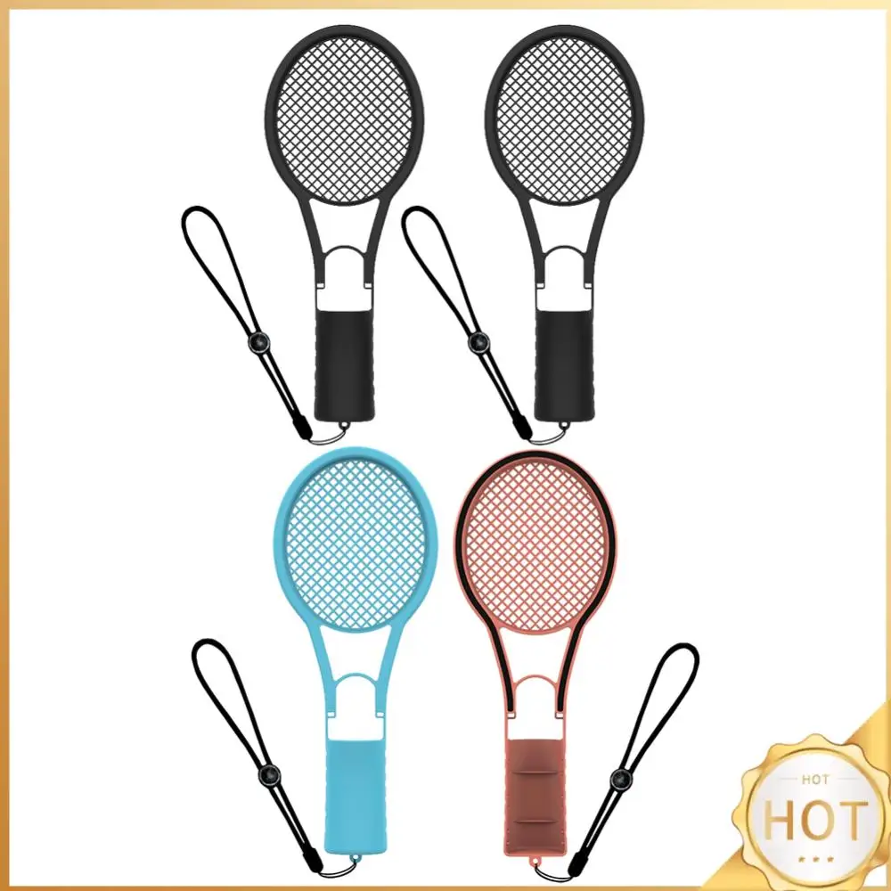 2 ชิ้นไม้เทนนิสสําหรับ Nintendo สําหรับสวิทช์ 2 Joy-Con เทนนิส Racquet Grip Handle Holder อุปกรณ์เทนนิสพร้อมสายรัดข้อมือ