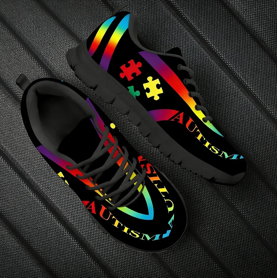 

Woman Flats Shoes Autism Awareness Design for Girls Personalized Walking Shoes Female Wear-resistant Sport Sneakers
